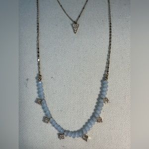 Double strand goldtone chain and rhinestone necklace